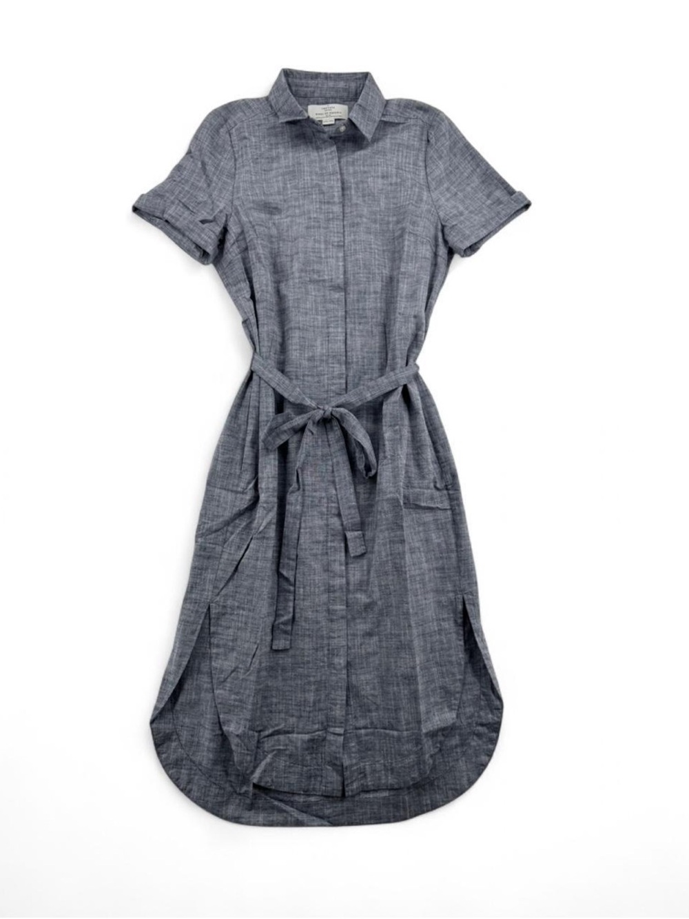 Trovata Birds of Paradis Chambray Linen Cotton Short Sleeve Shirt Dress Size XS